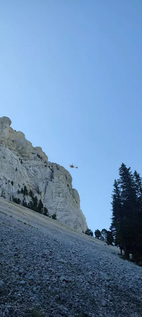 Sauvetage en hélico dans la voie des Tubulaires sur le Mont Aiguille
