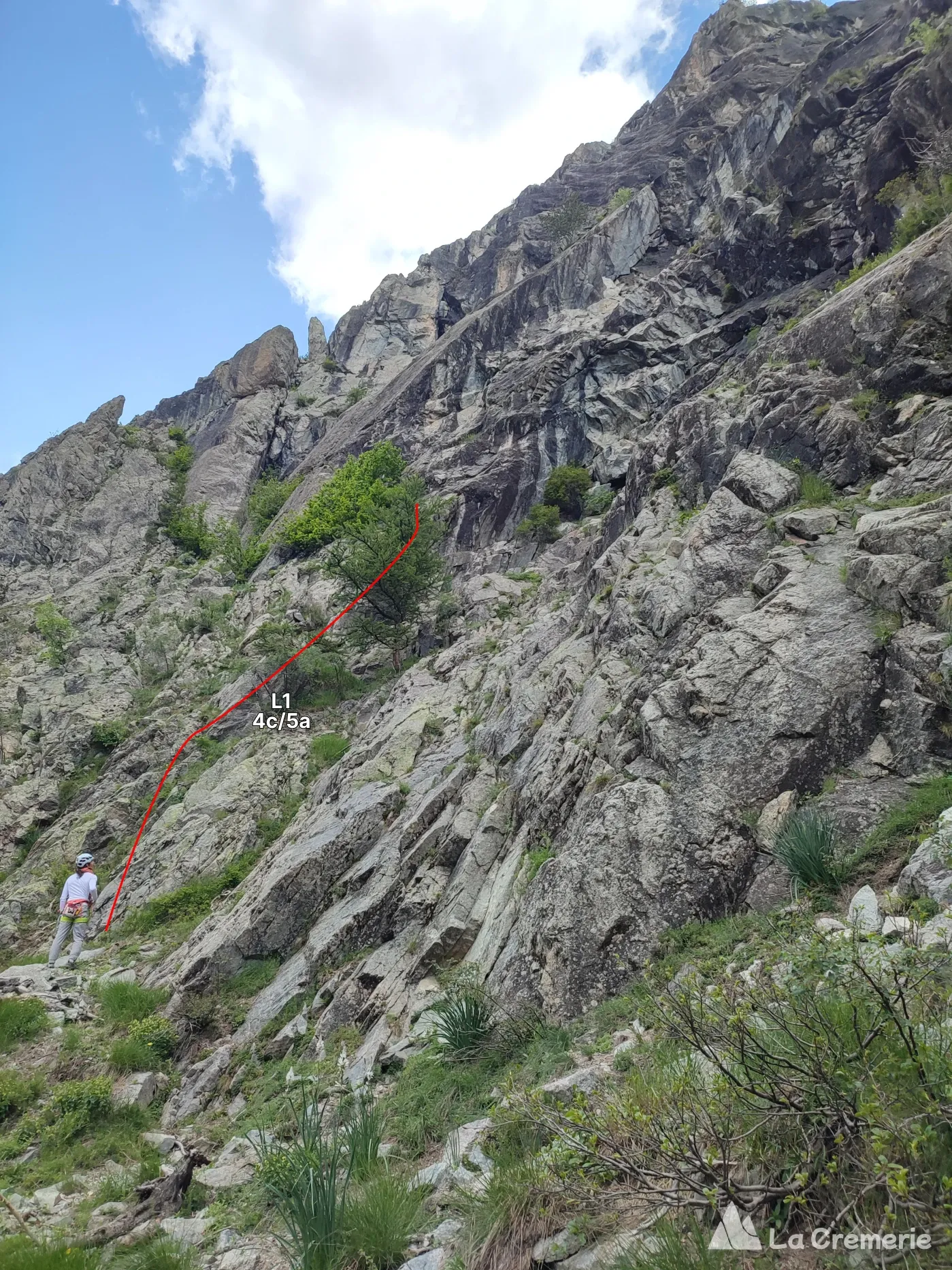 Tracé estimatif L1 de la Voie des Maîtres à Palavar, Ailefroide, les Ecrins