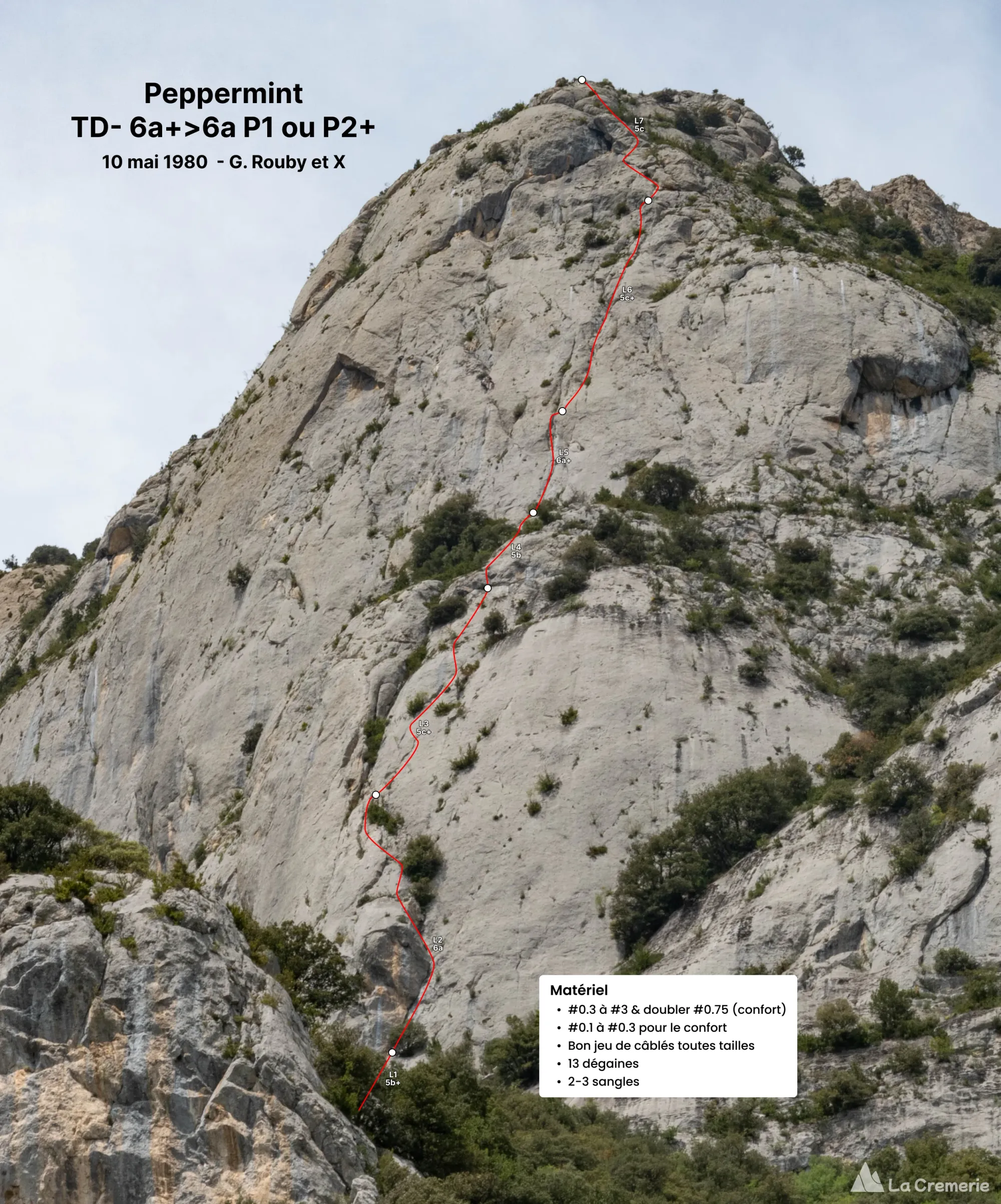 Tracé estimatif de la voie Peppermint à Sinsat en Ariège