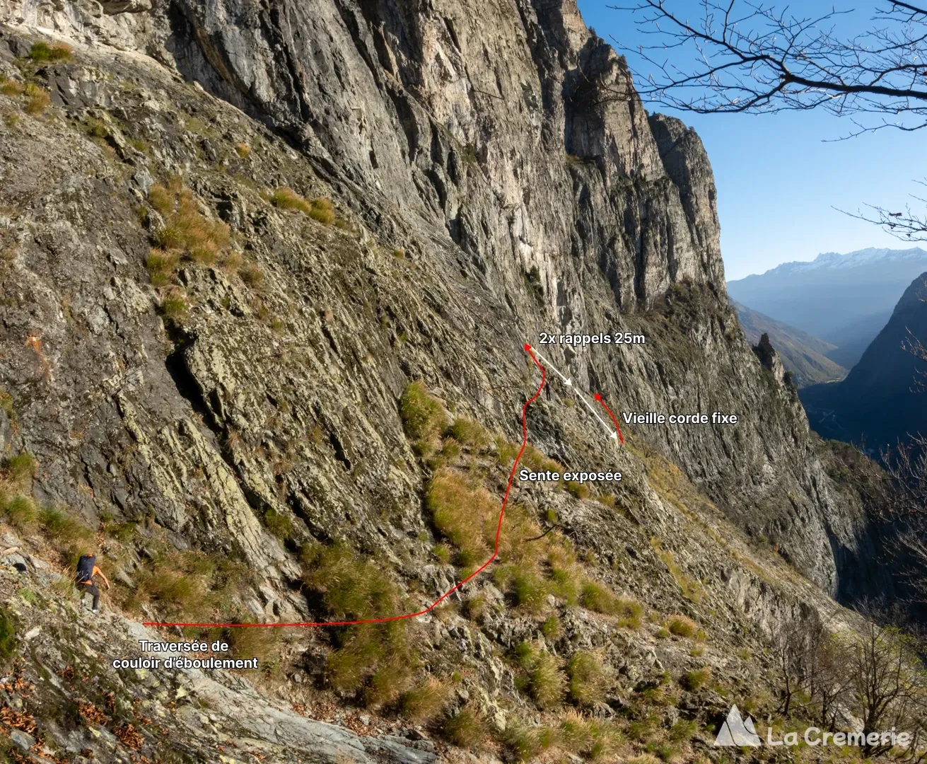 Topo d'approche des grandes voies d'escalade du Rocher de l'Homme à Chamrousse en Belledonne